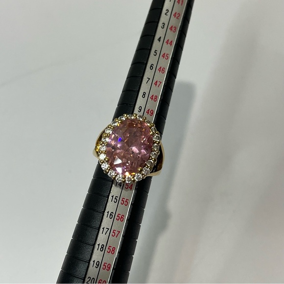 Vintage Jacqueline Kennedy Camrose & Kross Ring Simulated Oval Pink Halo Sz 6 - Picture 8 of 10